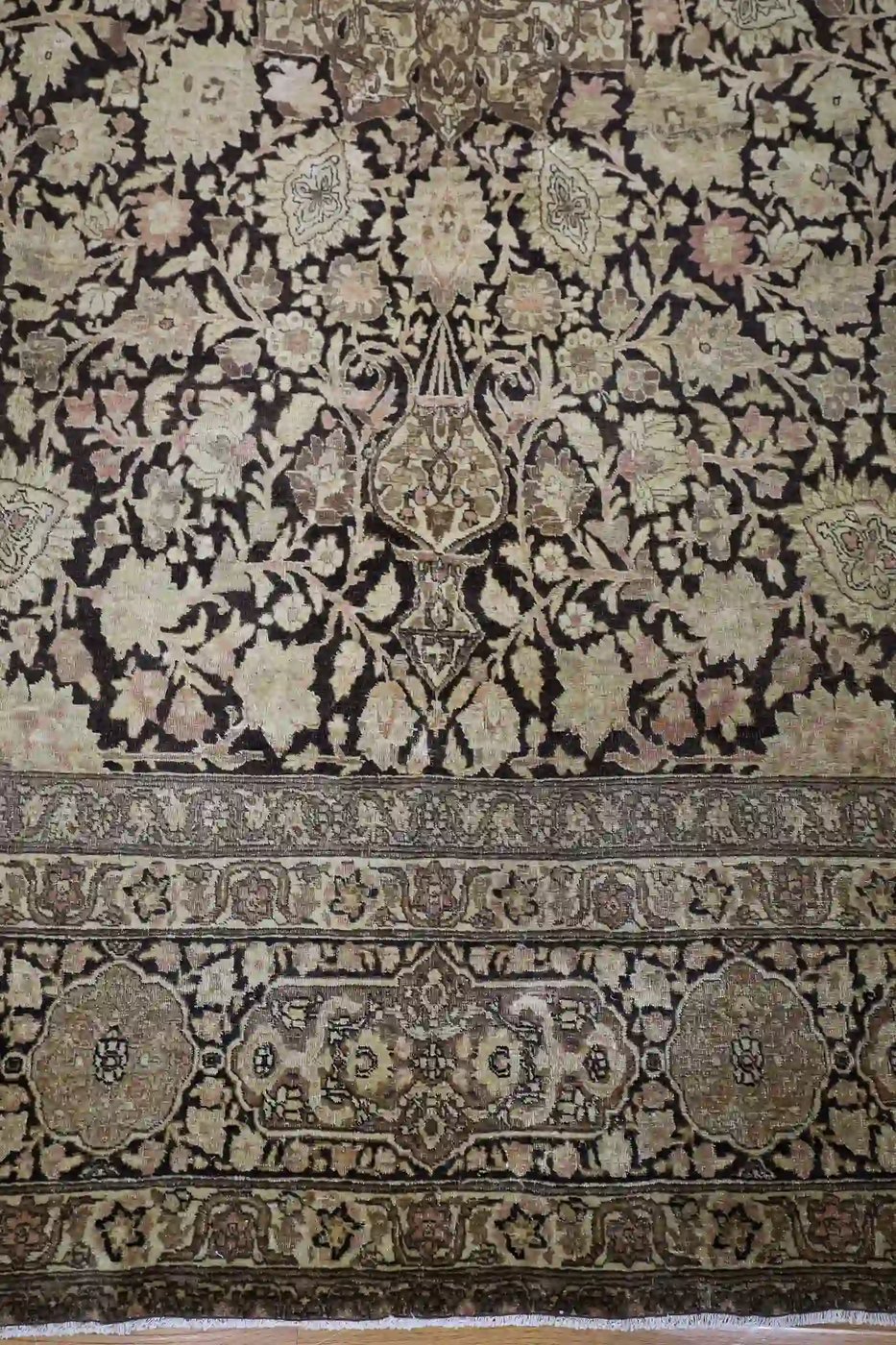 9′ x 13′ Beige Fine Hand-Knotted Persian Tabriz Rug – Traditional Wool