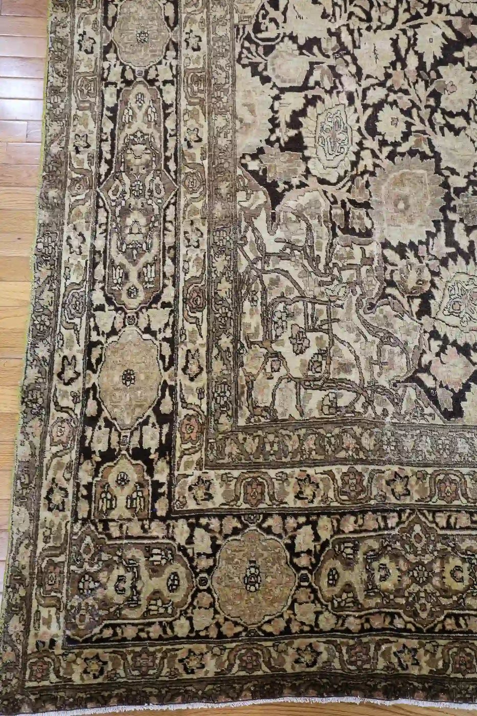 9′ x 13′ Beige Fine Hand-Knotted Persian Tabriz Rug – Traditional Wool