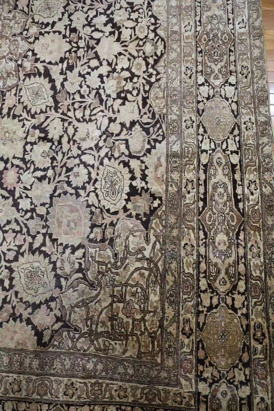 9′ x 13′ Beige Fine Hand-Knotted Persian Tabriz Rug – Traditional Wool