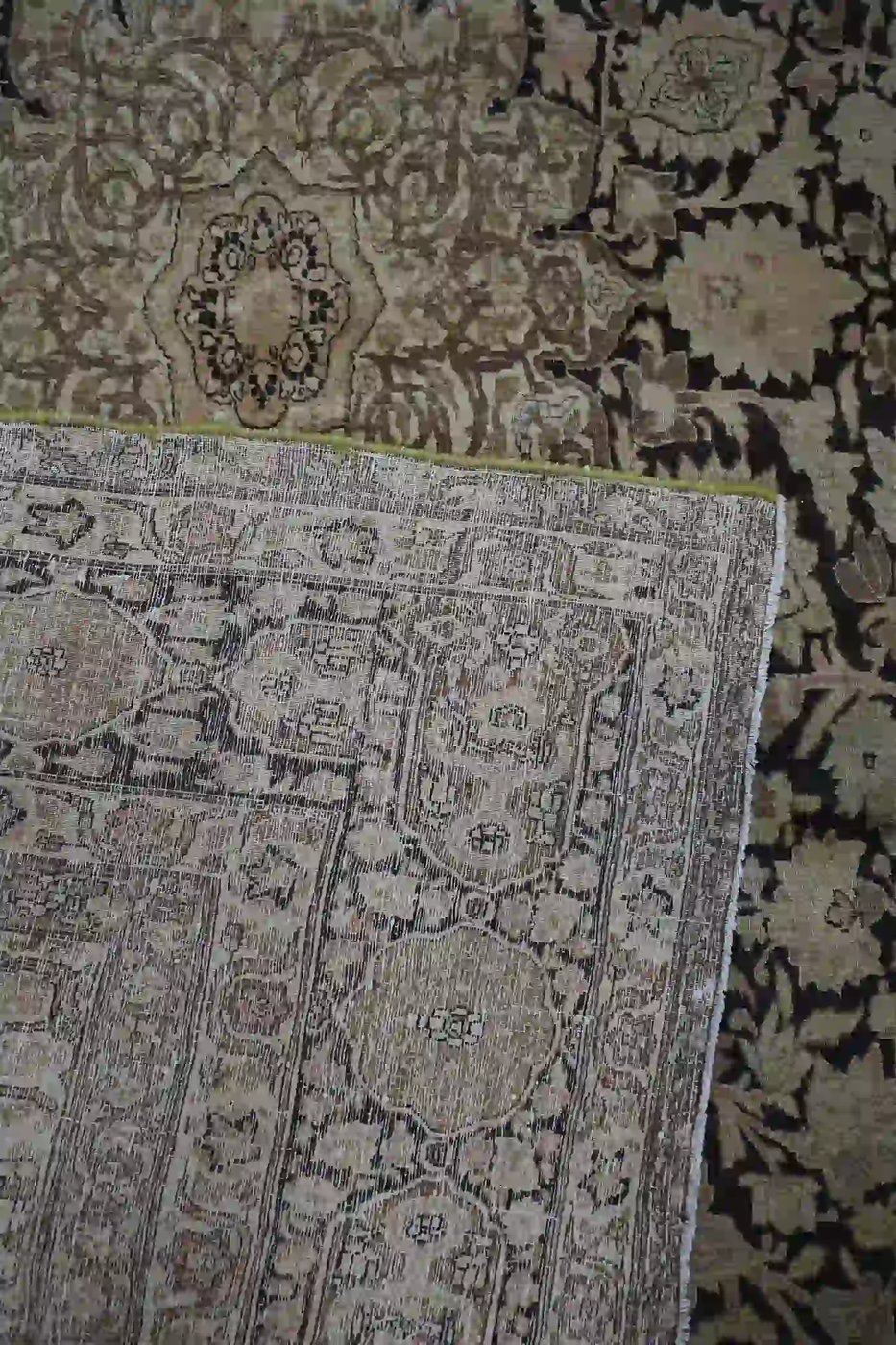 9′ x 13′ Beige Fine Hand-Knotted Persian Tabriz Rug – Traditional Wool
