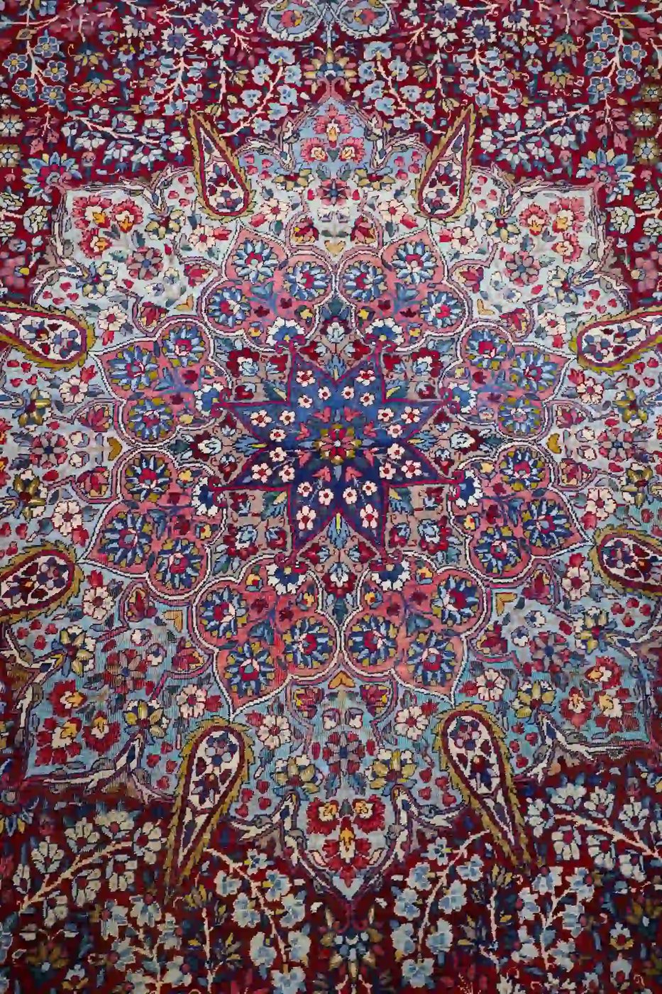 8′ x 11′ Red Fine Hand-Knotted Semi Antique Persian Kerman Rug – Traditional Wool