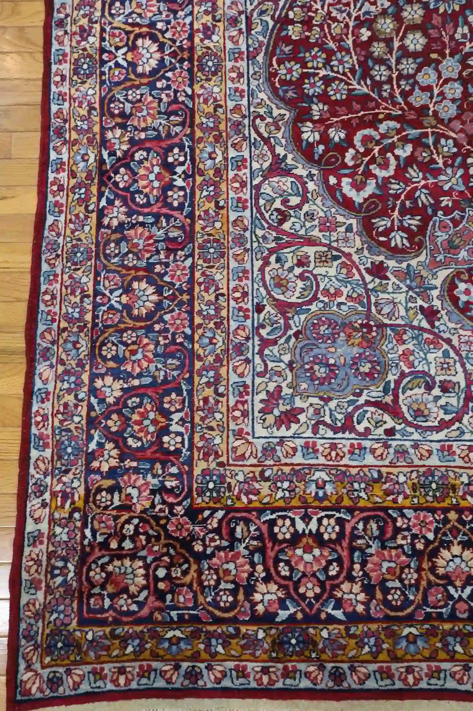 8′ x 11′ Red Fine Hand-Knotted Semi Antique Persian Kerman Rug – Traditional Wool