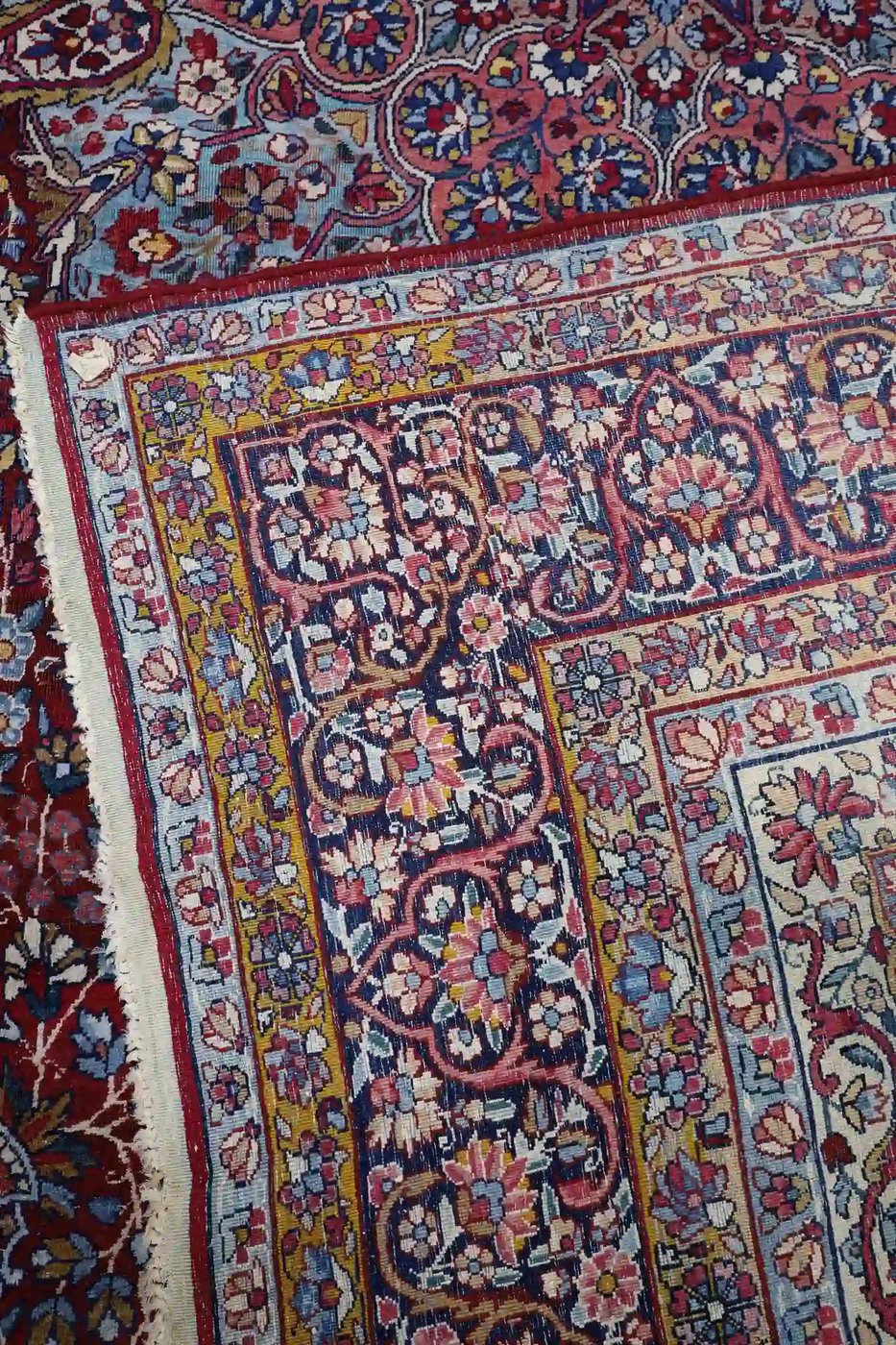 8′ x 11′ Red Fine Hand-Knotted Semi Antique Persian Kerman Rug – Traditional Wool