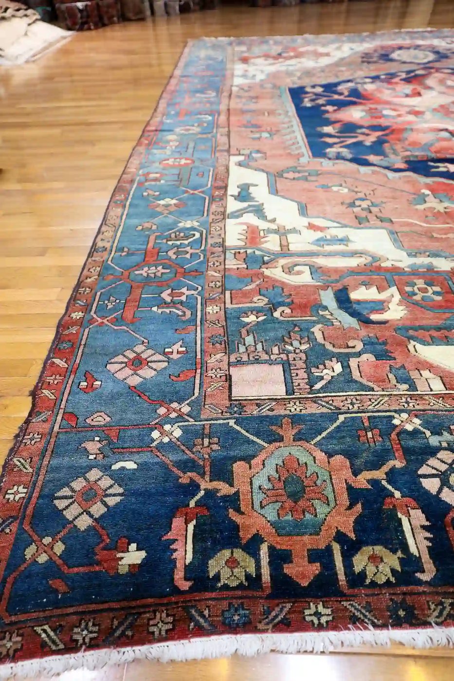 13′ x 16′ Red Fine Hand-Knotted Antique Persian Serapi – Traditional Wool