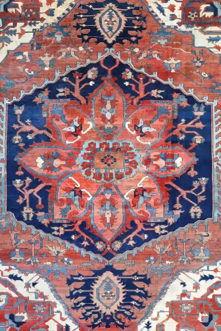 13′ x 16′ Red Fine Hand-Knotted Antique Persian Serapi – Traditional Wool