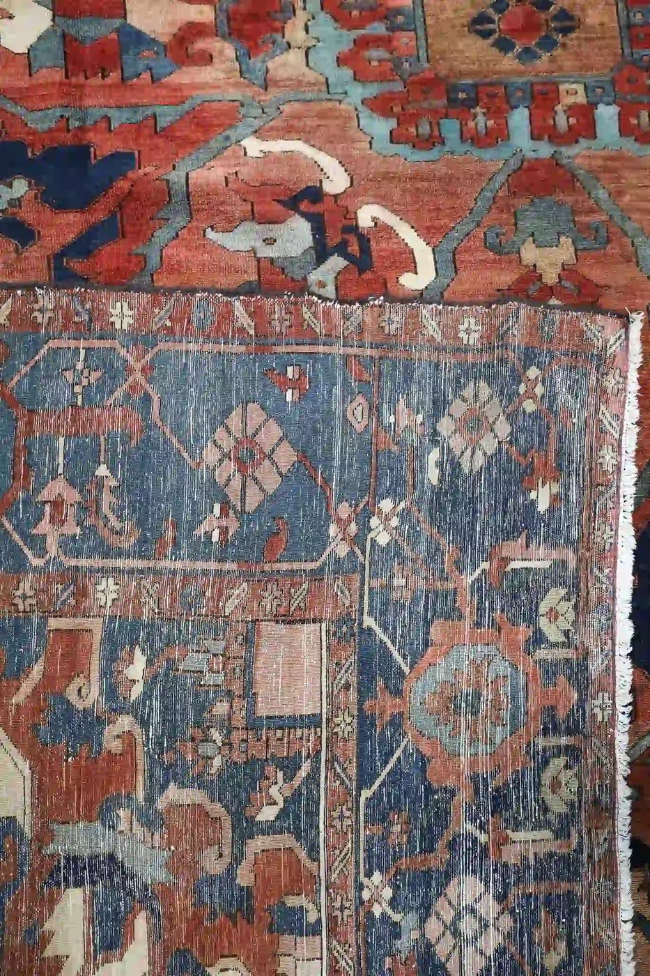 13′ x 16′ Red Fine Hand-Knotted Antique Persian Serapi – Traditional Wool