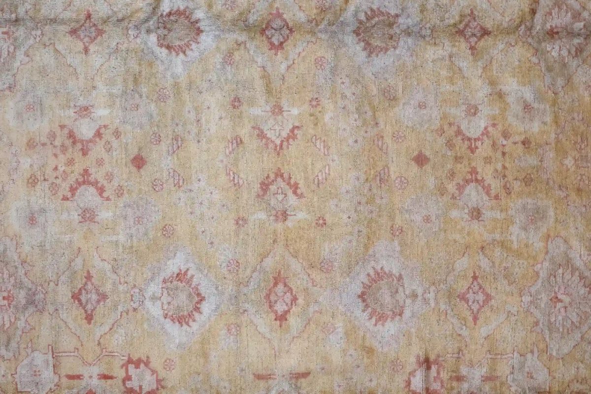 13′ x 18′ Ivory Fine Hand-Knotted Antique Turkish Oushak Rug – Traditional Wool