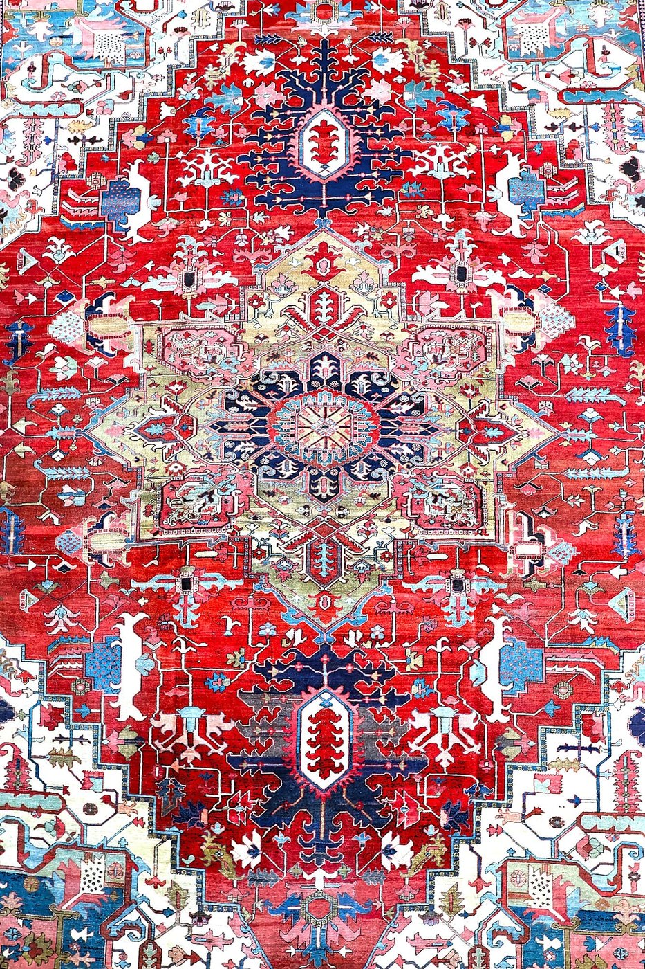 14′ x 20′ Red Fine Hand-Knotted Antique Persian Serapi – Traditional Wool