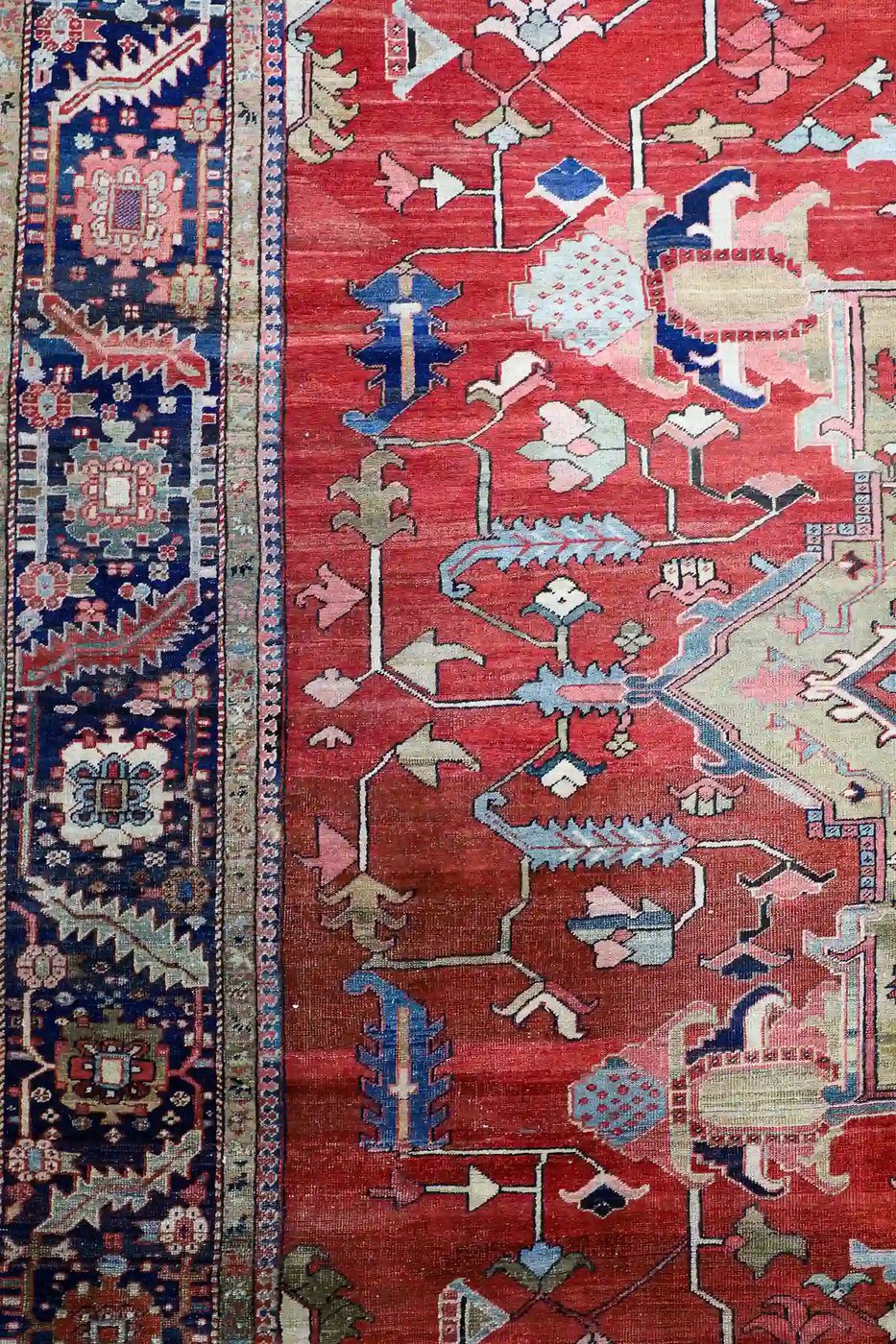 14′ x 20′ Red Fine Hand-Knotted Antique Persian Serapi – Traditional Wool