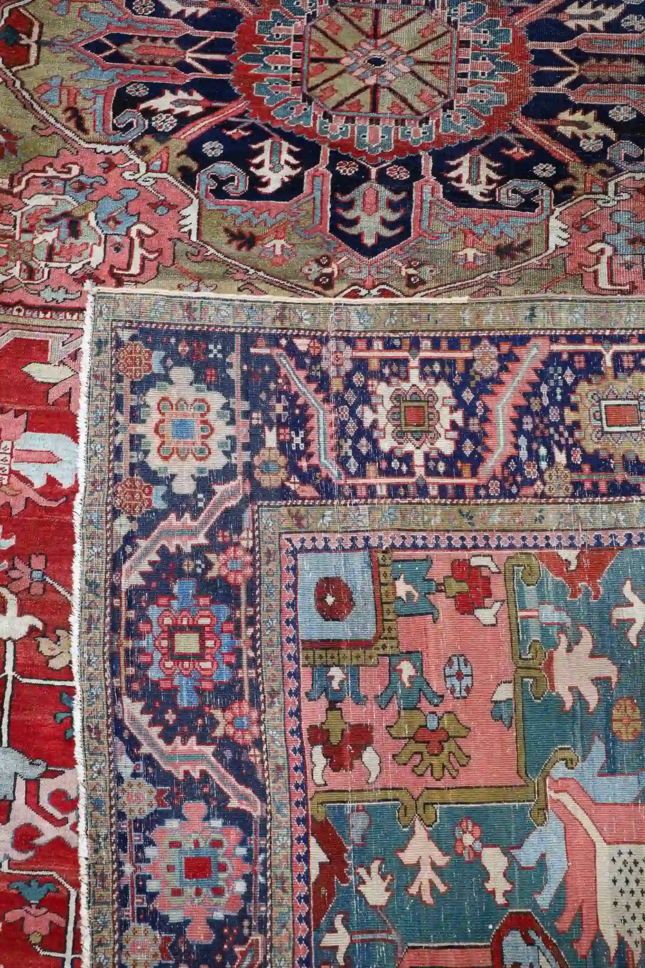 14′ x 20′ Red Fine Hand-Knotted Antique Persian Serapi – Traditional Wool