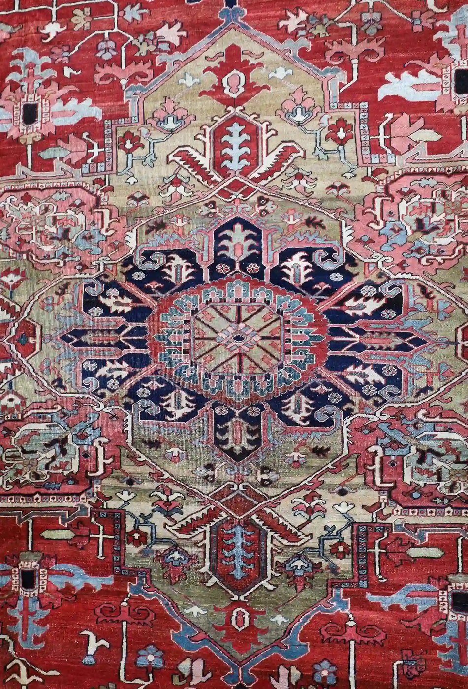 14′ x 20′ Red Fine Hand-Knotted Antique Persian Serapi – Traditional Wool