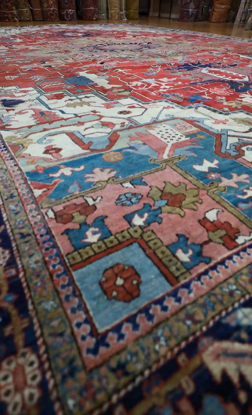 14′ x 20′ Red Fine Hand-Knotted Antique Persian Serapi – Traditional Wool