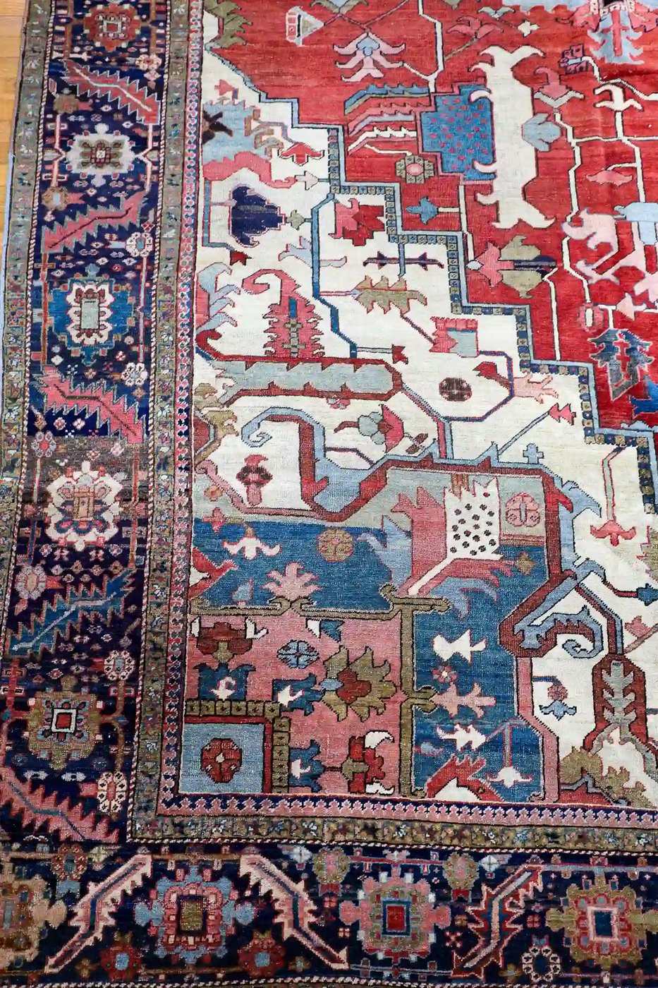 14′ x 20′ Red Fine Hand-Knotted Antique Persian Serapi – Traditional Wool