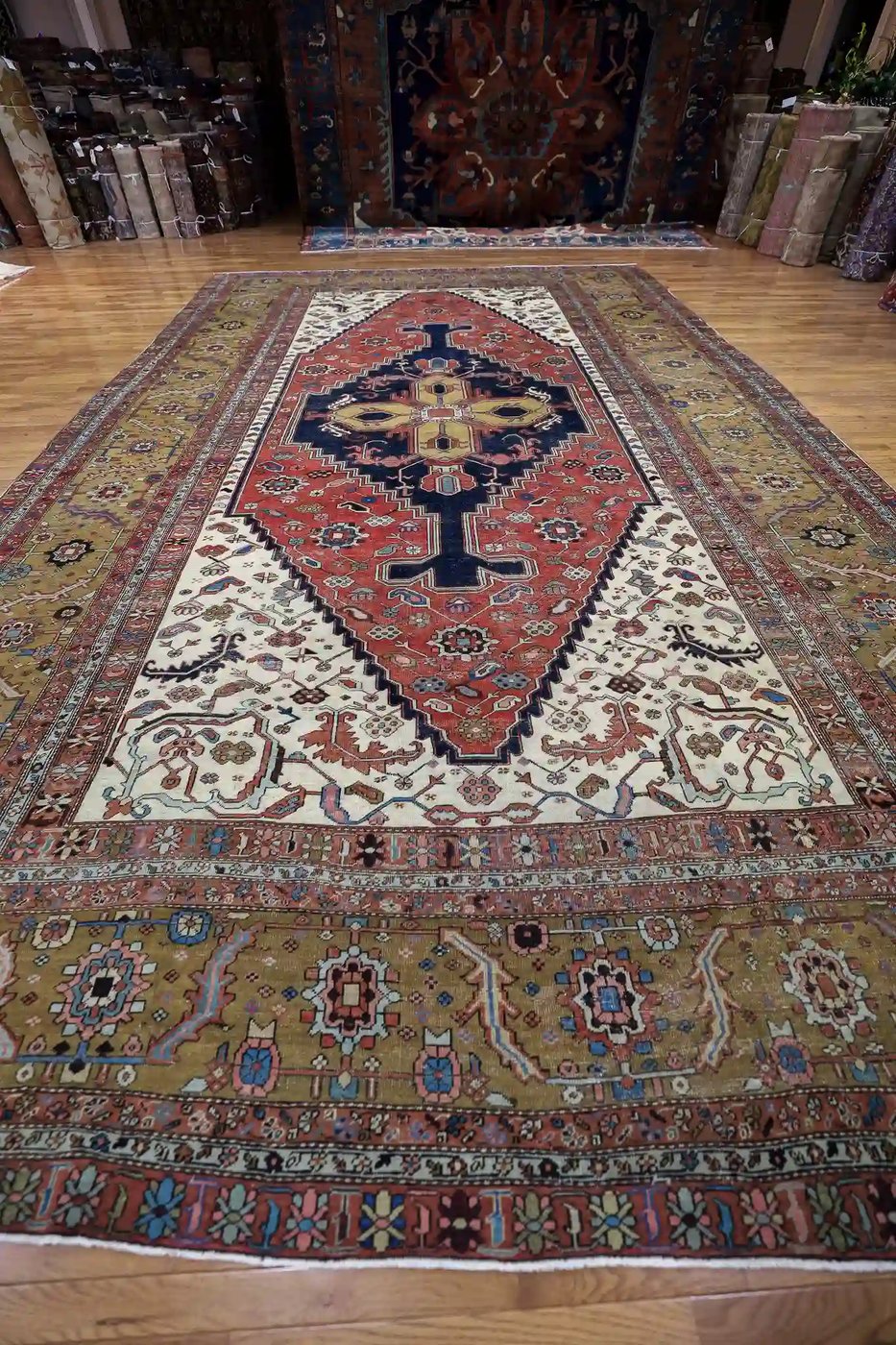 12′ x 18′ Red Fine Hand-Knotted Antique Persian Bakhshayesh – Traditional Wool