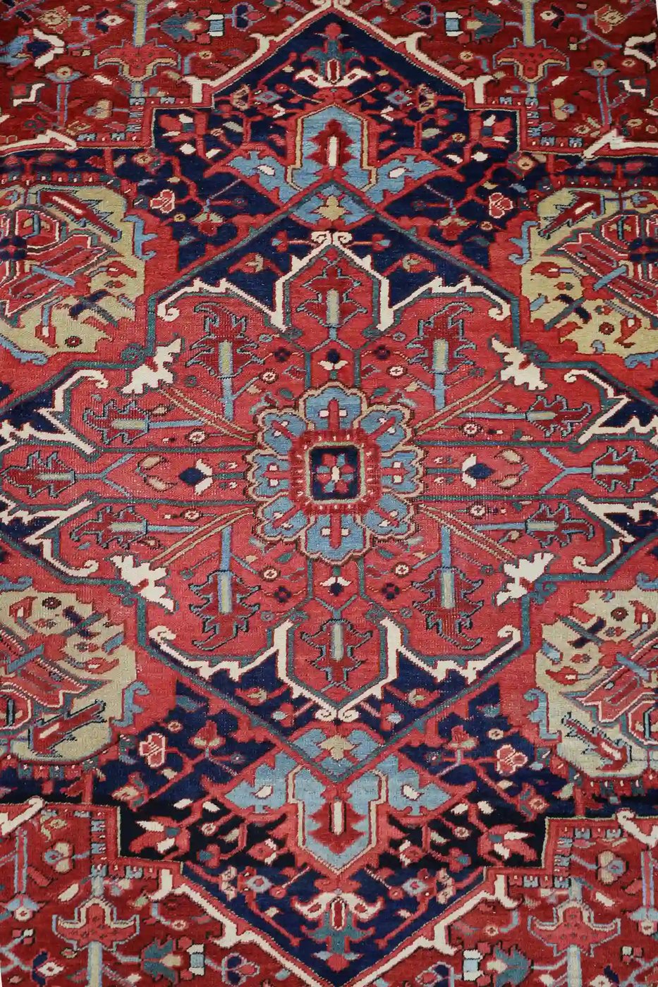 12′ x 15′ Red Fine Hand-Knotted Antique Persian Heriz – Traditional Wool