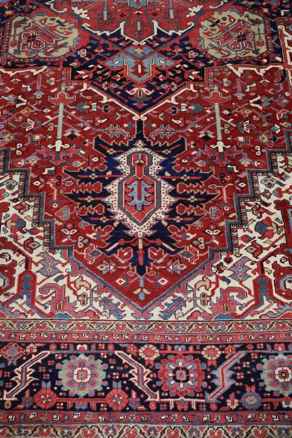12′ x 15′ Red Fine Hand-Knotted Antique Persian Heriz – Traditional Wool