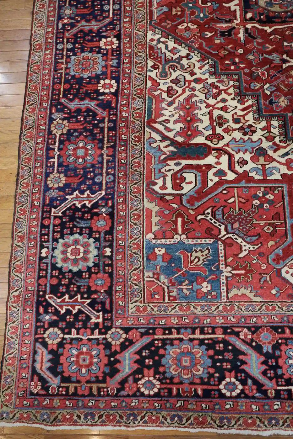 12′ x 15′ Red Fine Hand-Knotted Antique Persian Heriz – Traditional Wool