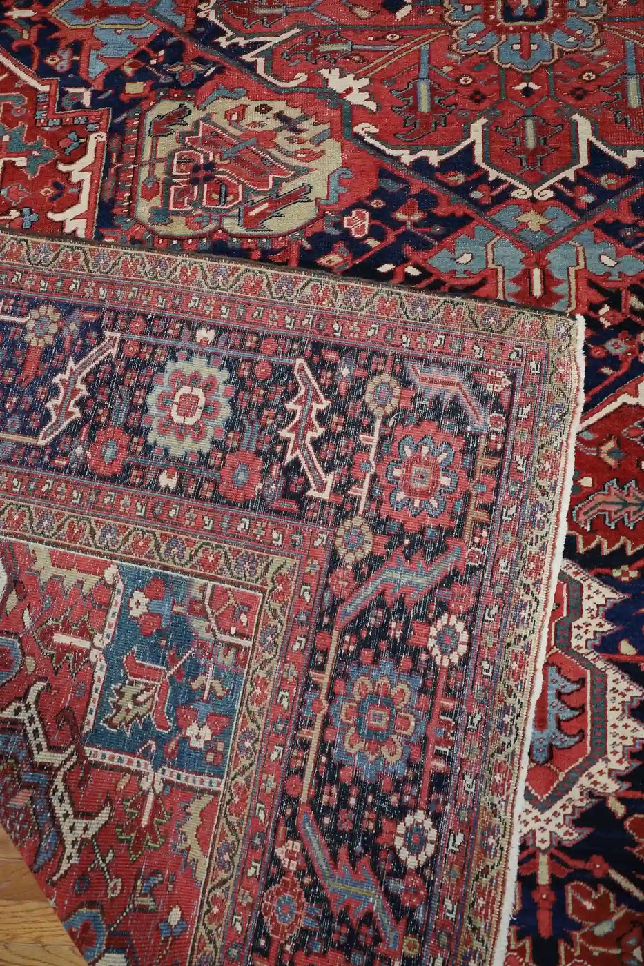 12′ x 15′ Red Fine Hand-Knotted Antique Persian Heriz – Traditional Wool