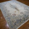 8′ x 13′ Ivory Fine Hand-Knotted Persian Kerman Rug – Traditional Wool