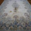 8′ x 13′ Ivory Fine Hand-Knotted Persian Kerman Rug – Traditional Wool