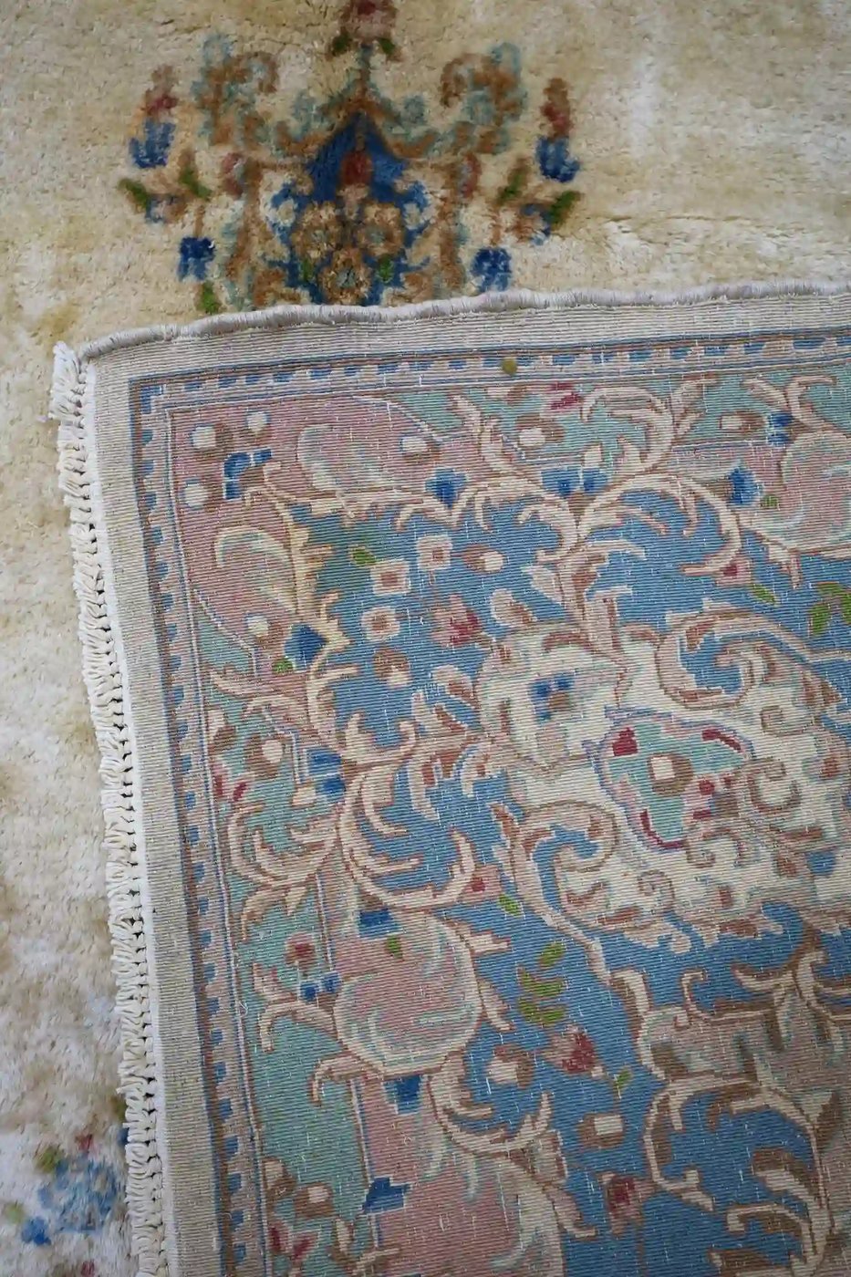 8′ x 13′ Ivory Fine Hand-Knotted Persian Kerman Rug – Traditional Wool