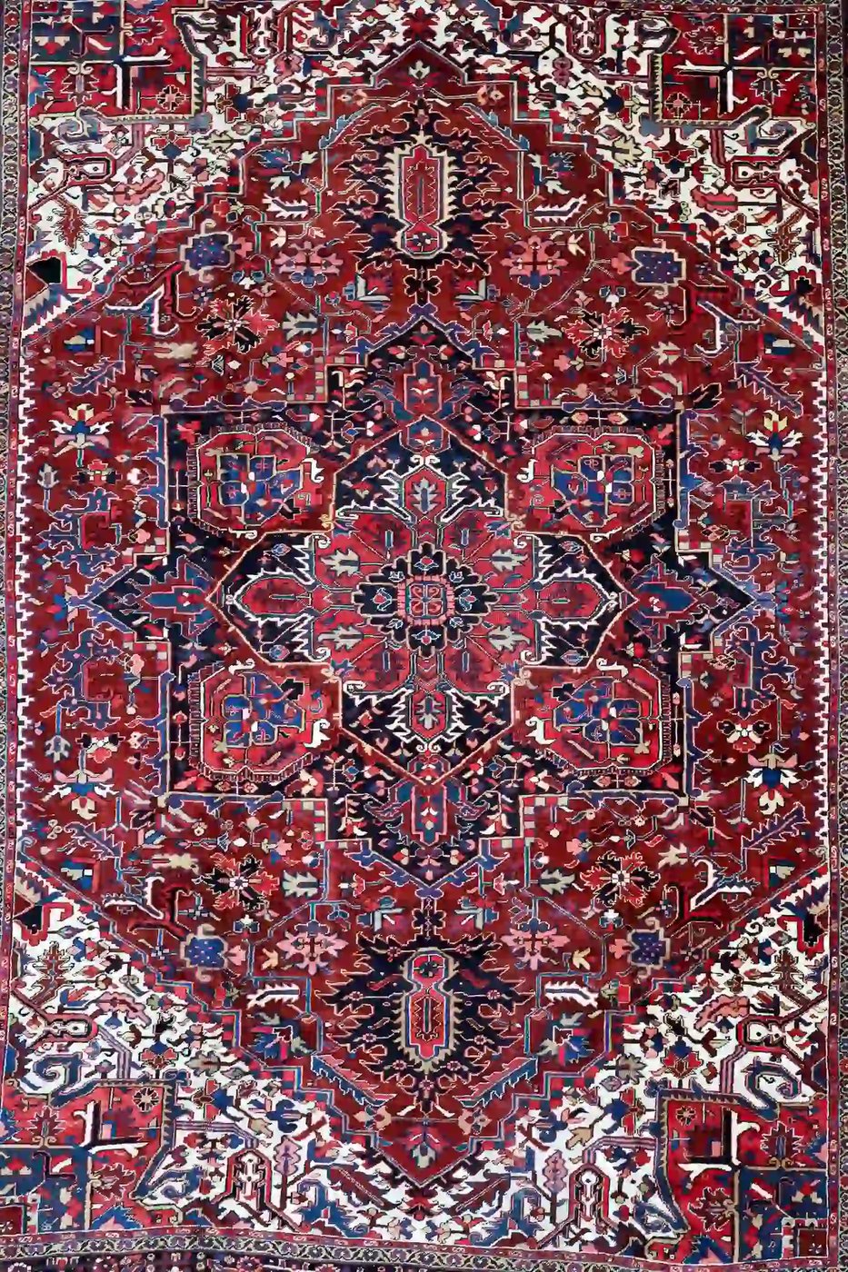12′ x 15′ Red Fine Hand-Knotted Persian Heriz Rug – Traditional Wool - 3 12′ x 15′ Red Fine Hand-Knotted Persian Heriz Rug – Traditional Wool