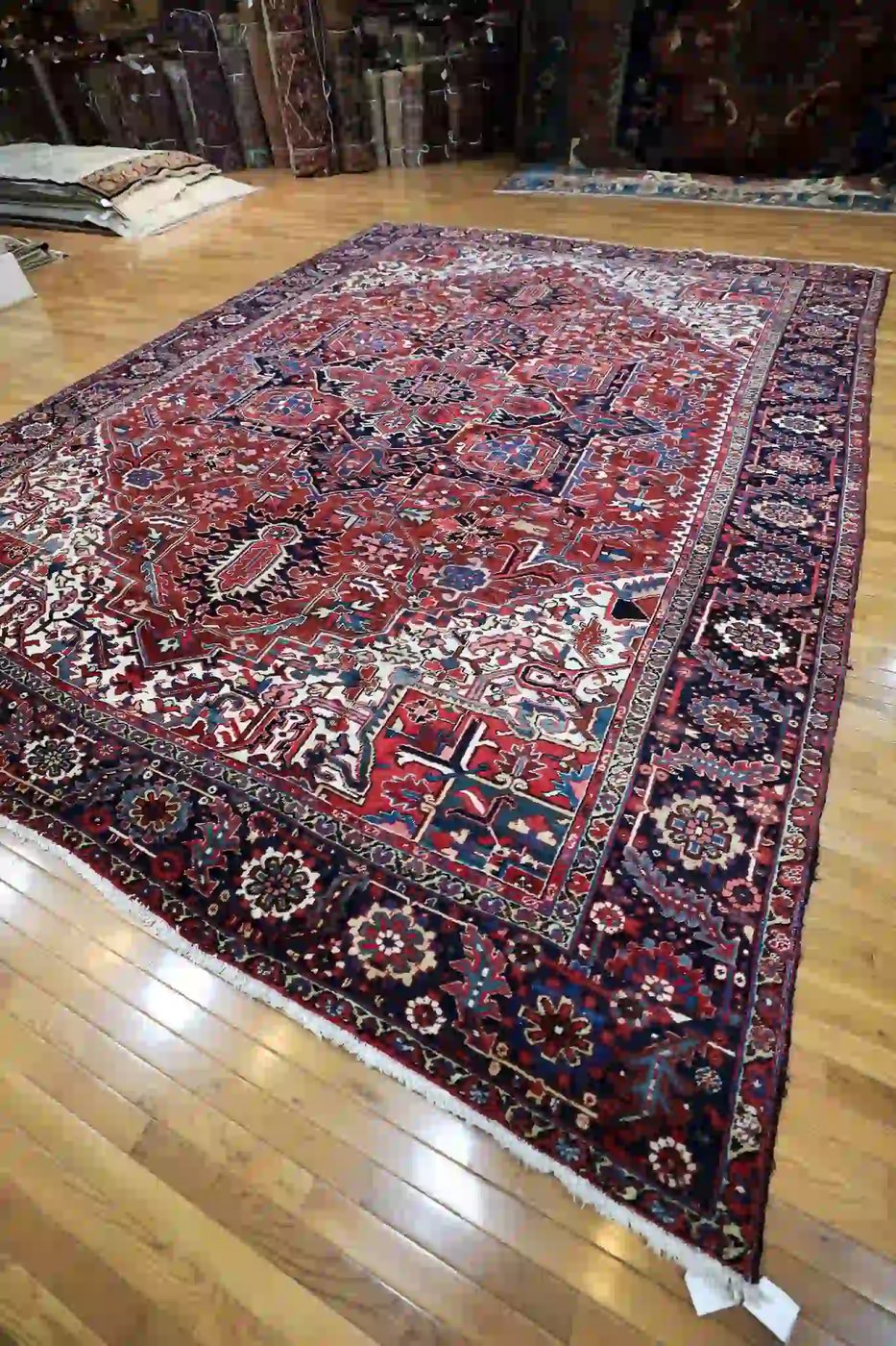 12′ x 15′ Red Fine Hand-Knotted Persian Heriz Rug – Traditional Wool - 4 12′ x 15′ Red Fine Hand-Knotted Persian Heriz Rug – Traditional Wool