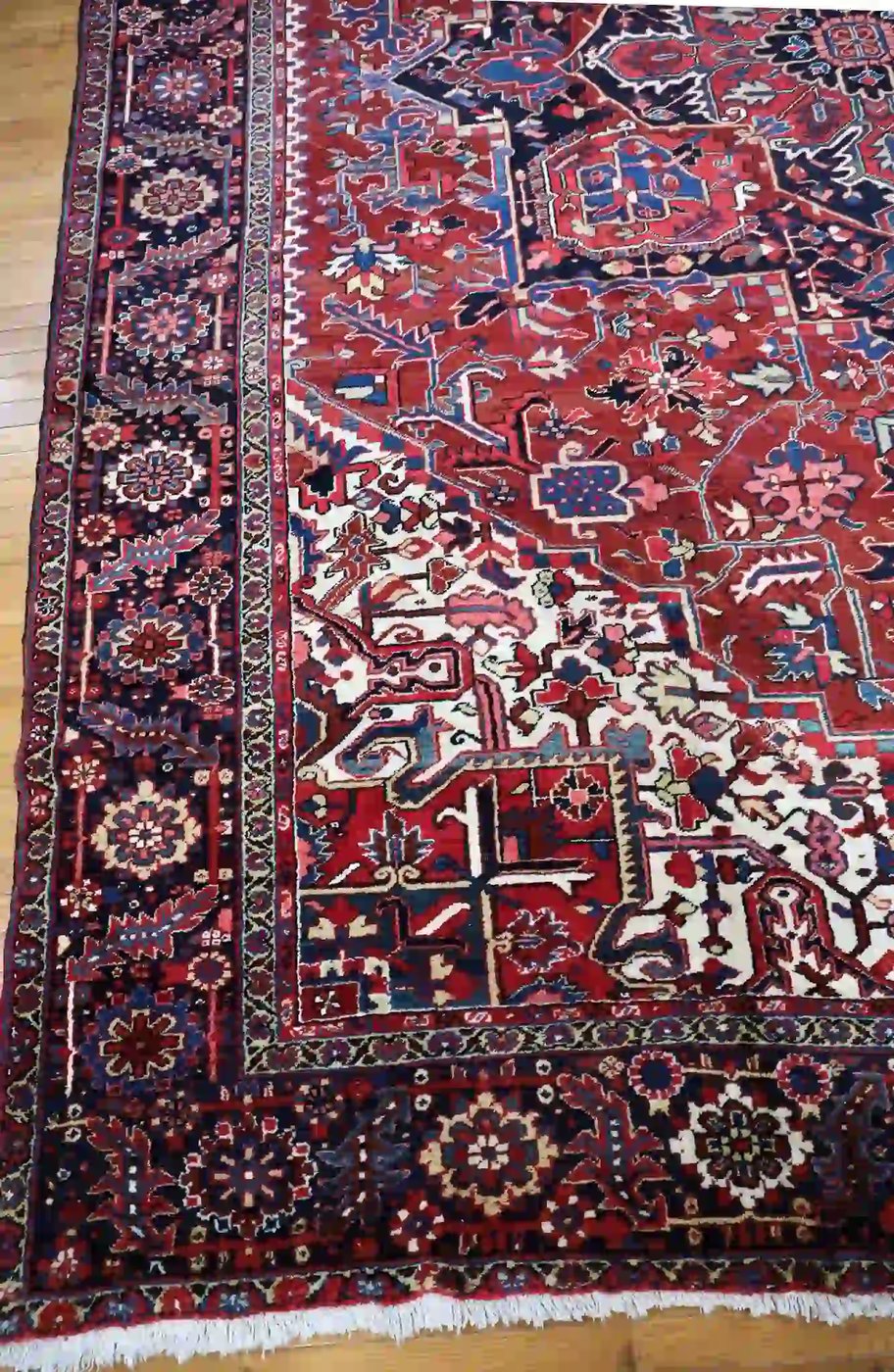 12′ x 15′ Red Fine Hand-Knotted Persian Heriz Rug – Traditional Wool - 7 12′ x 15′ Red Fine Hand-Knotted Persian Heriz Rug – Traditional Wool