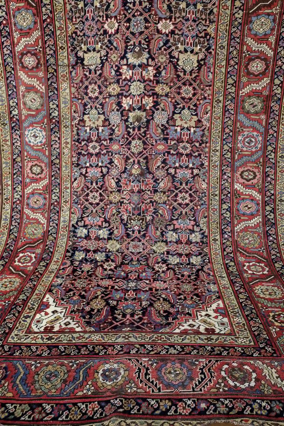 6′ x 14′ Red Fine Hand-Knotted Antique Persian Farahan Rug – Traditional Wool