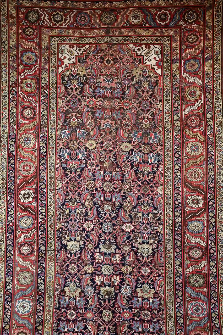 6′ x 14′ Red Fine Hand-Knotted Antique Persian Farahan Rug – Traditional Wool