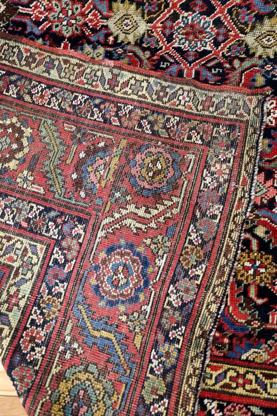 6′ x 14′ Red Fine Hand-Knotted Antique Persian Farahan Rug – Traditional Wool