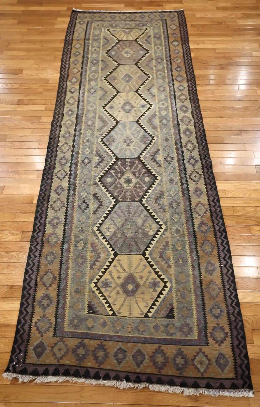 4′ x 10′ Beige Fine Hand-Knotted Persian Kurdish Runner – Traditional Wool