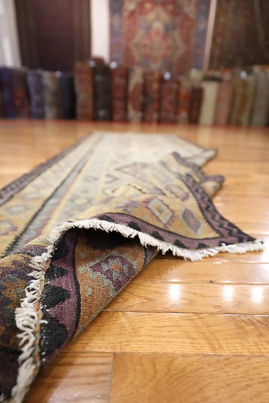 4′ x 10′ Beige Fine Hand-Knotted Persian Kurdish Runner – Traditional Wool