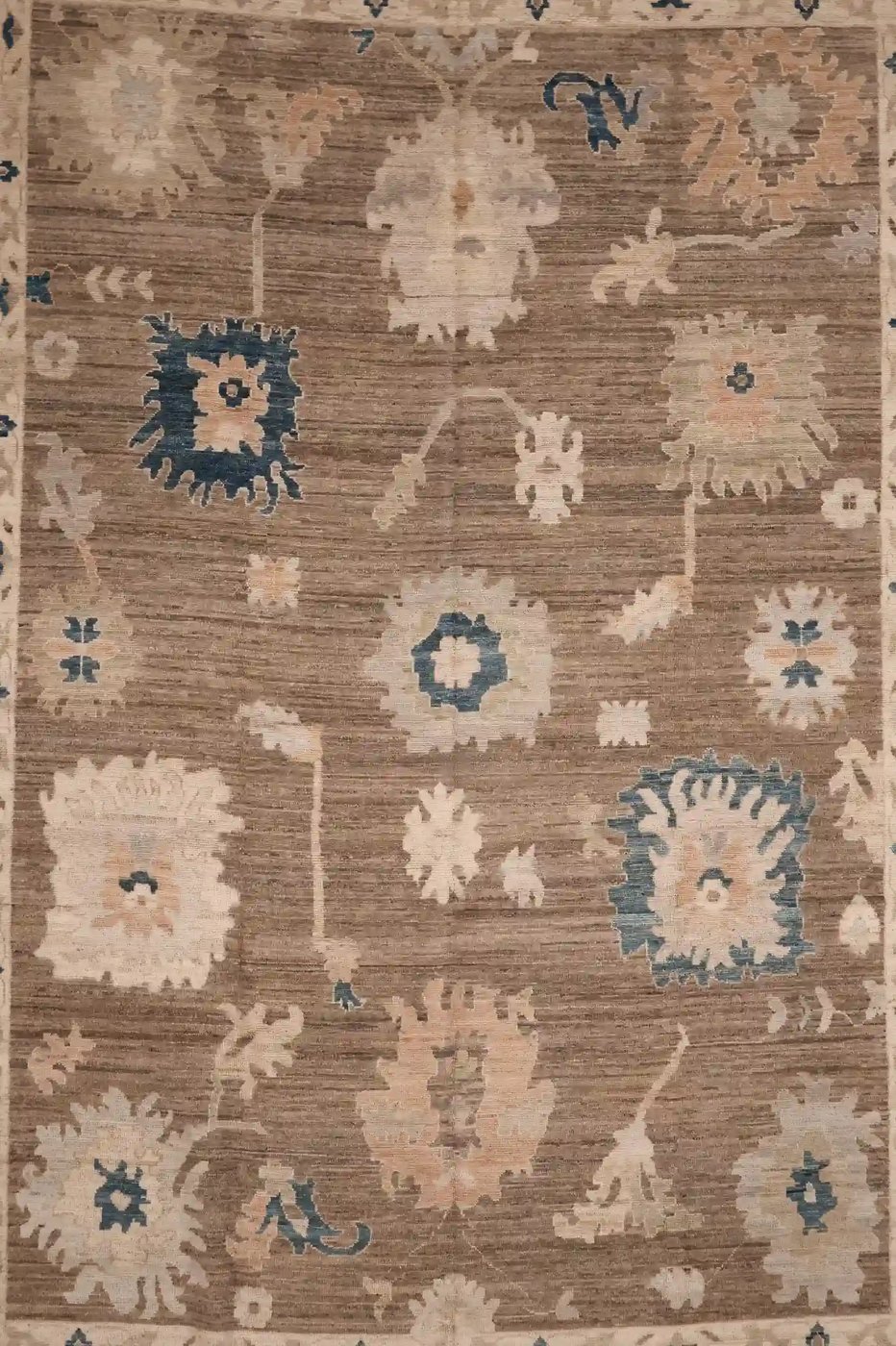 9′ x 12′ Beige Fine Hand-Knotted Turkish Oushak Rug – Traditional Wool