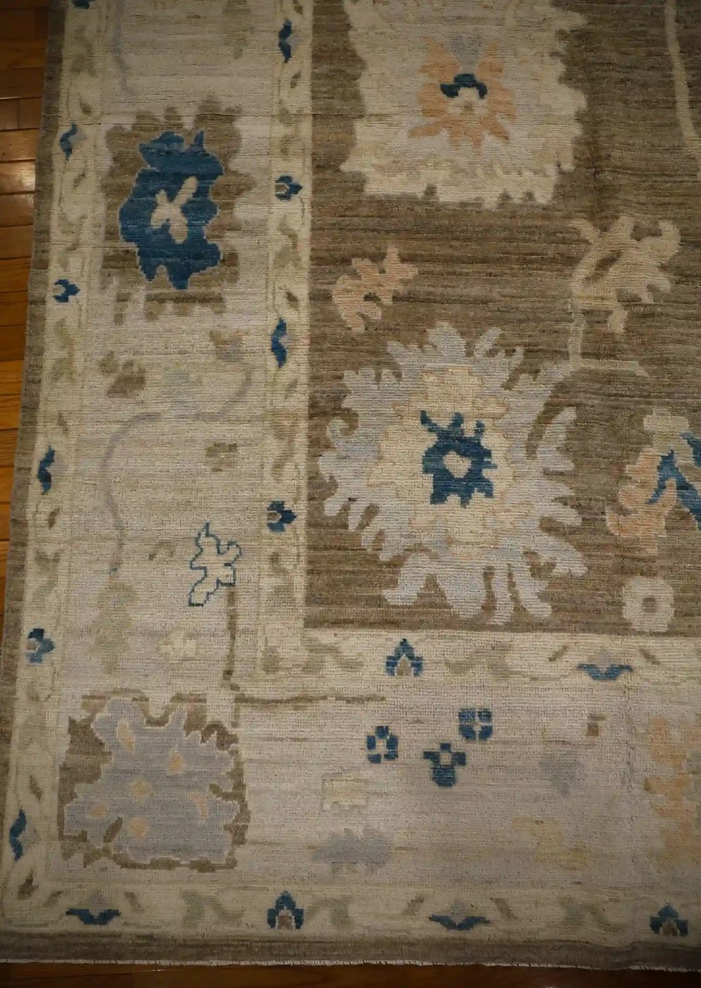 9′ x 12′ Beige Fine Hand-Knotted Turkish Oushak Rug – Traditional Wool
