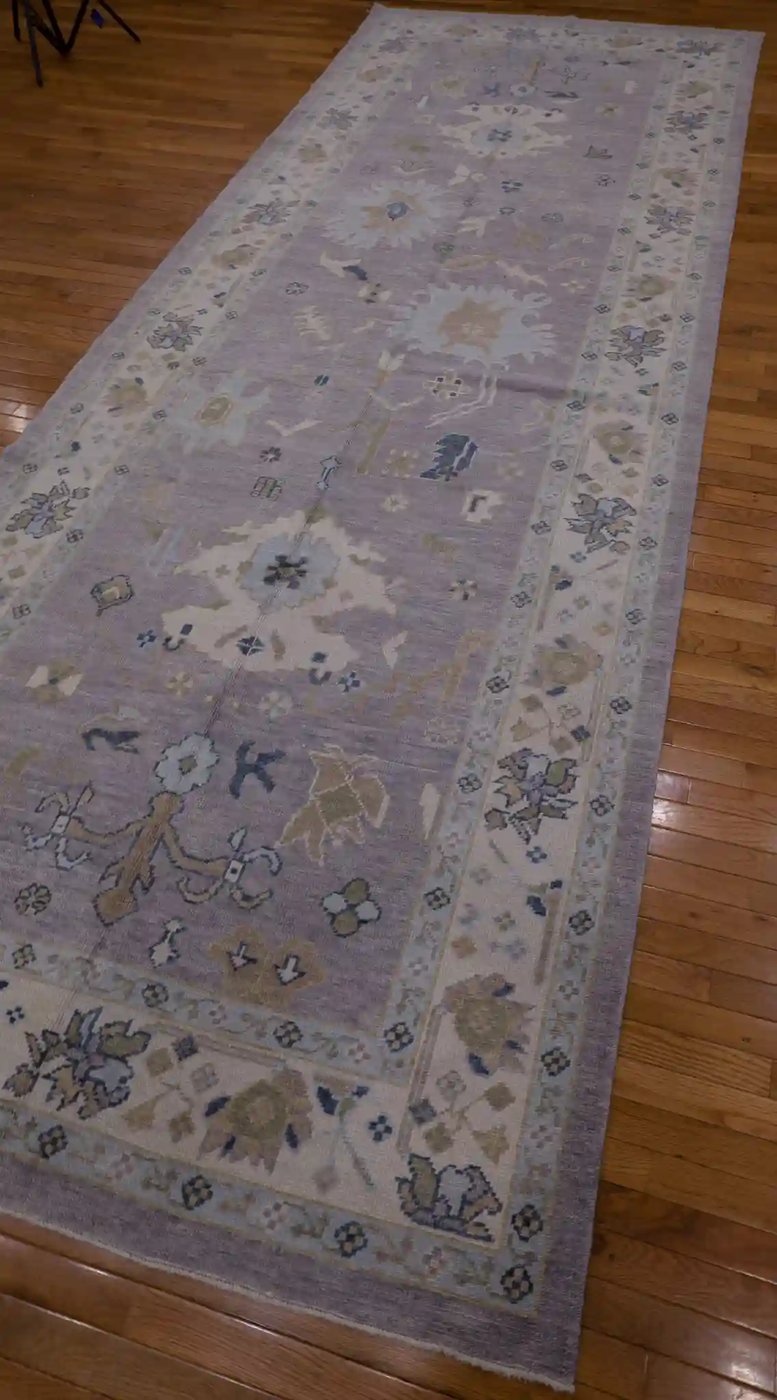 6′ x 15′ Grey Fine Hand-Knotted Turkish Oushak Rug – Transitional Wool