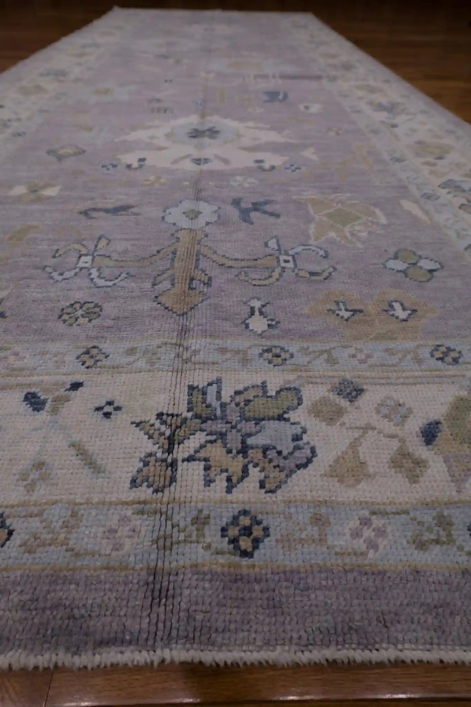 6′ x 15′ Grey Fine Hand-Knotted Turkish Oushak Rug – Transitional Wool