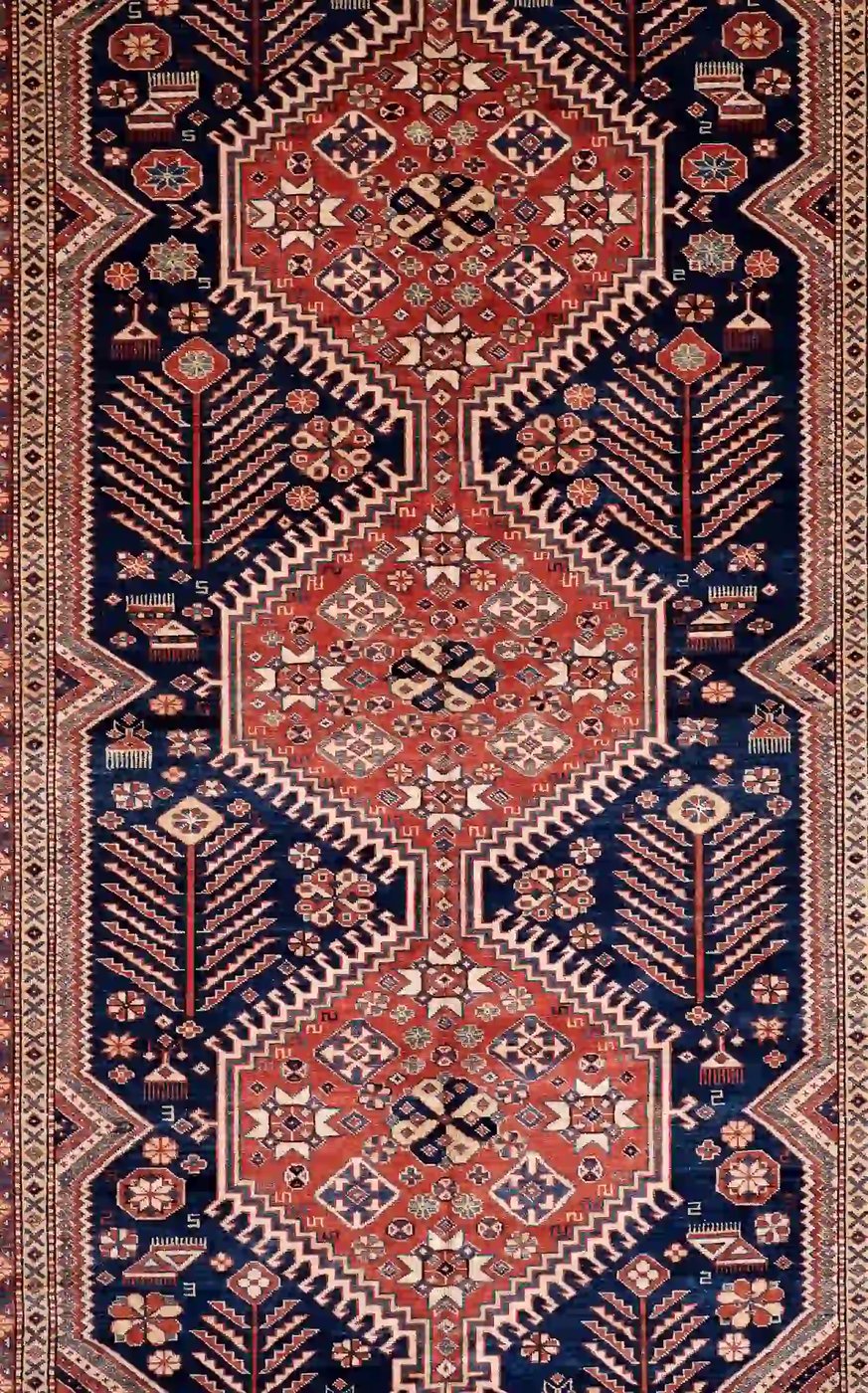 7′ x 10′ Navy Fine Hand-Knotted Pakistan Shirvan Rug – Traditional Wool