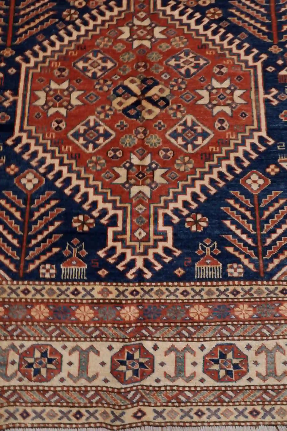 7′ x 10′ Navy Fine Hand-Knotted Pakistan Shirvan Rug – Traditional Wool