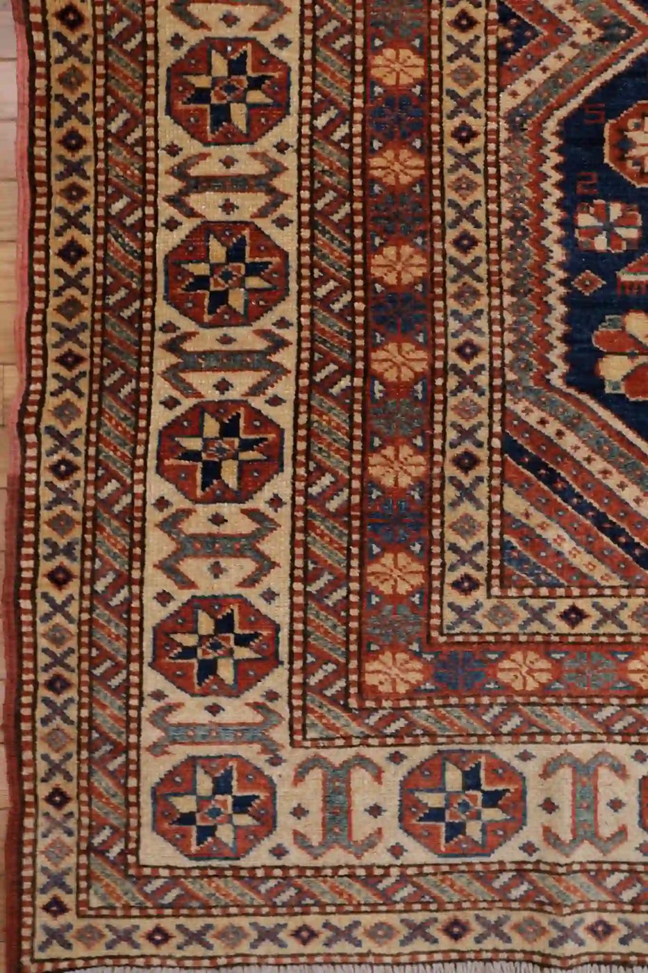 7′ x 10′ Navy Fine Hand-Knotted Pakistan Shirvan Rug – Traditional Wool