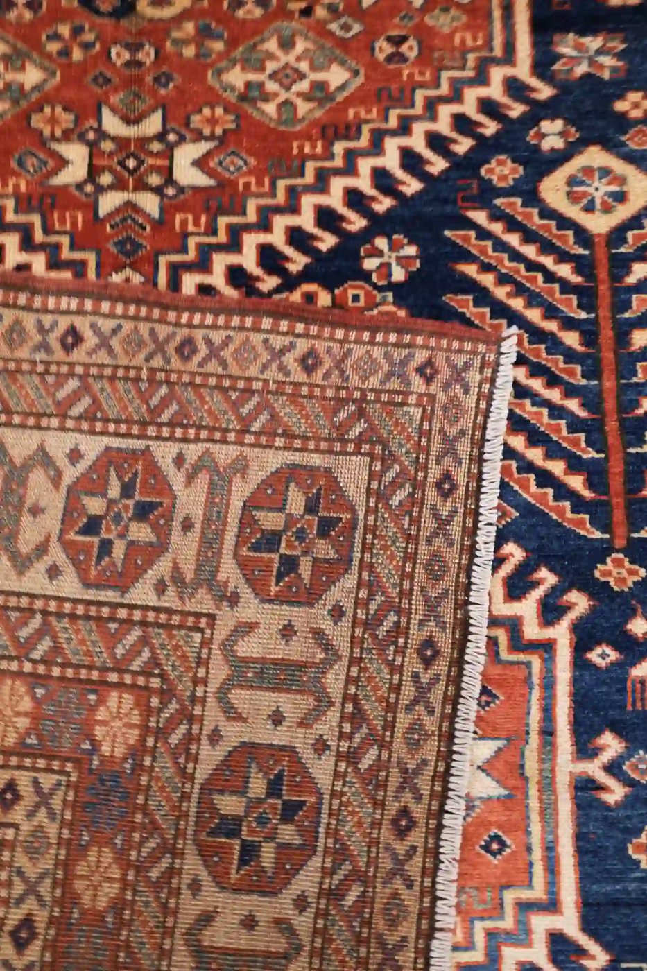 7′ x 10′ Navy Fine Hand-Knotted Pakistan Shirvan Rug – Traditional Wool