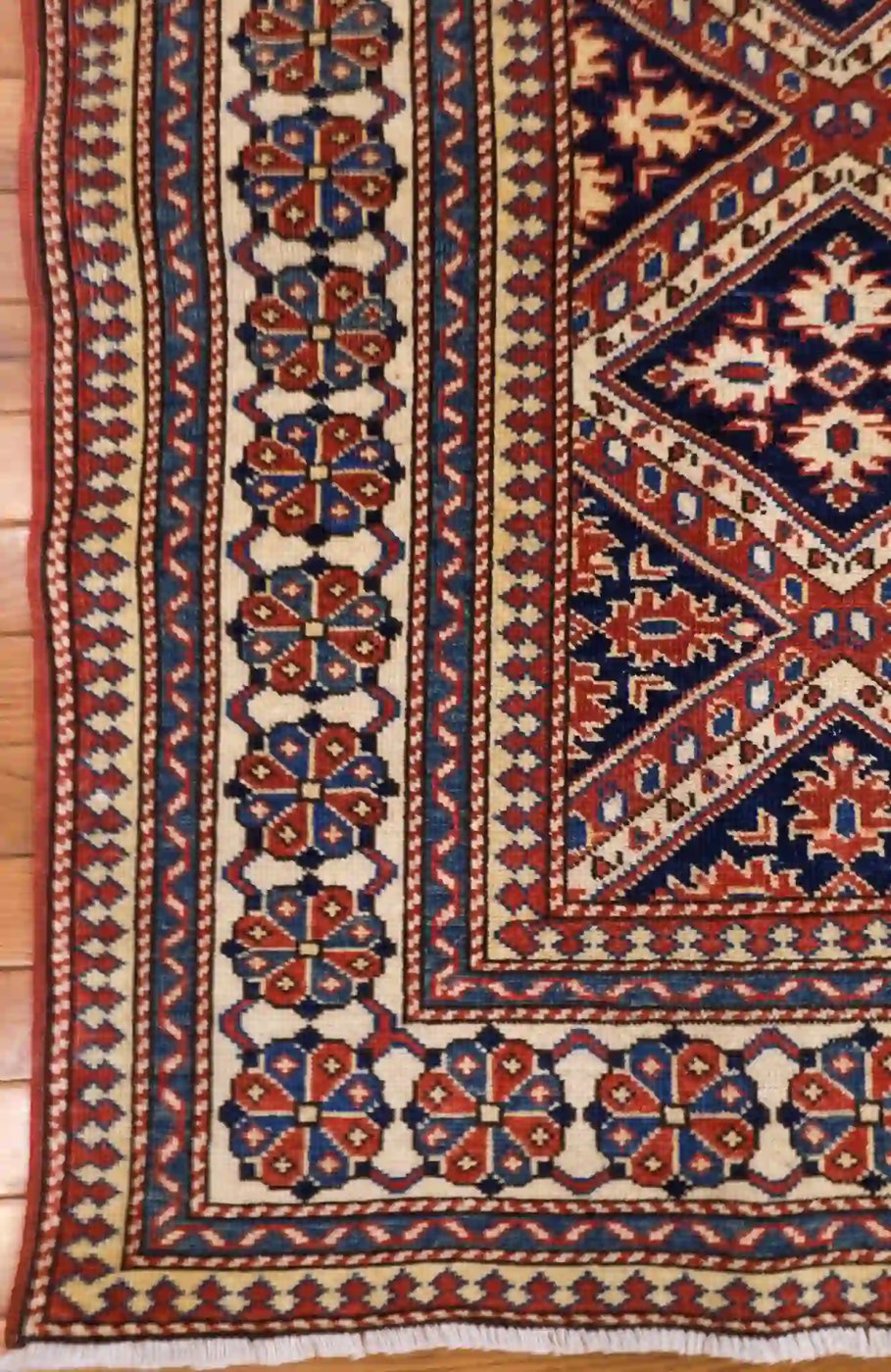 5′ x 6′ Navy Fine Hand-Knotted Pakistan Shirvan Rug – Traditional Wool