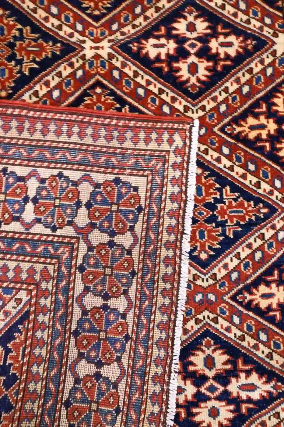 5′ x 6′ Navy Fine Hand-Knotted Pakistan Shirvan Rug – Traditional Wool