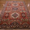 7′ x 9′ Rust Red Hand-Knotted Vintage Pakistan Shirvan Design Rug – Traditional Wool