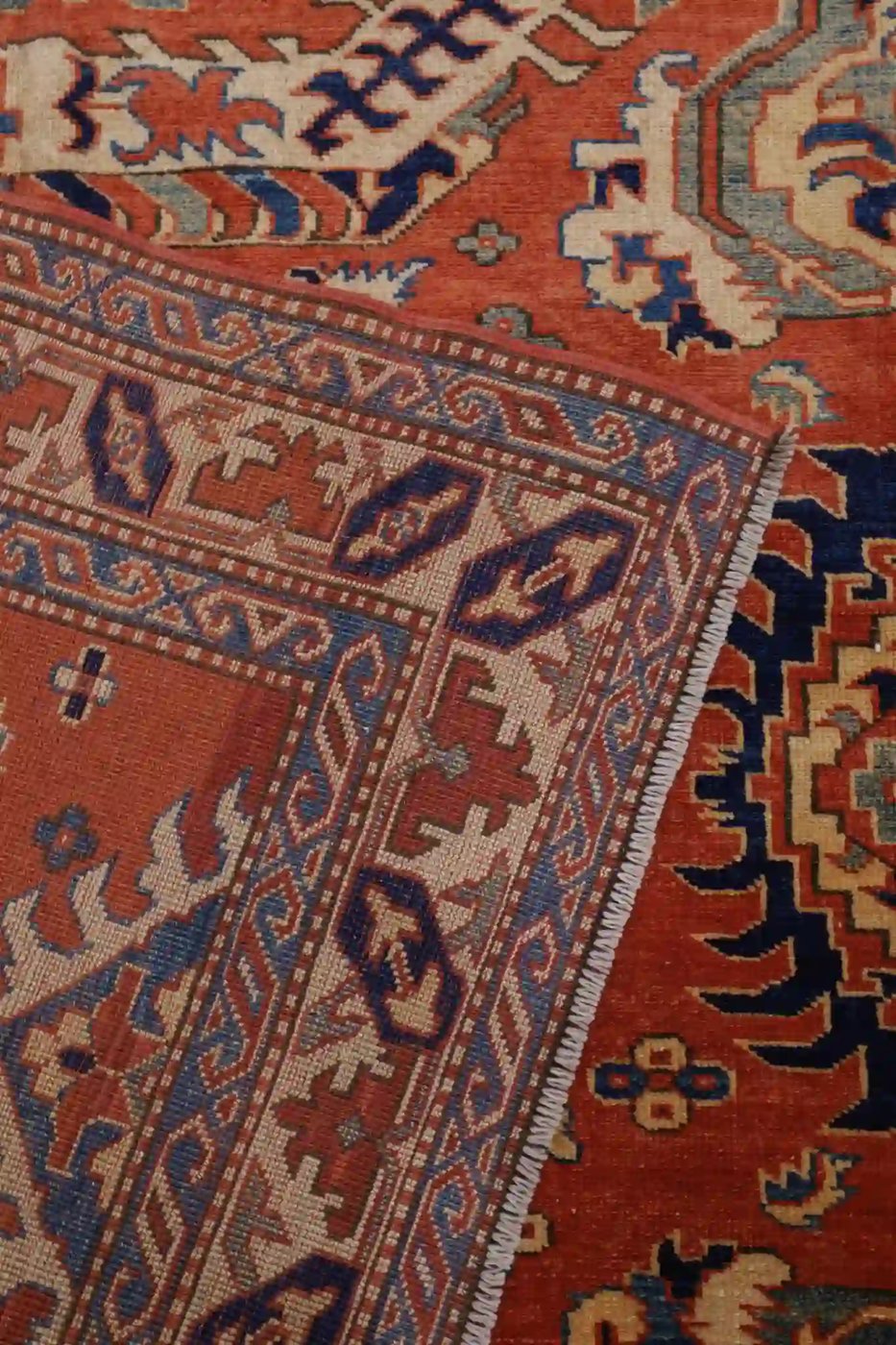 7′ x 9′ Rust Red Hand-Knotted Vintage Pakistan Shirvan Design Rug – Traditional Wool