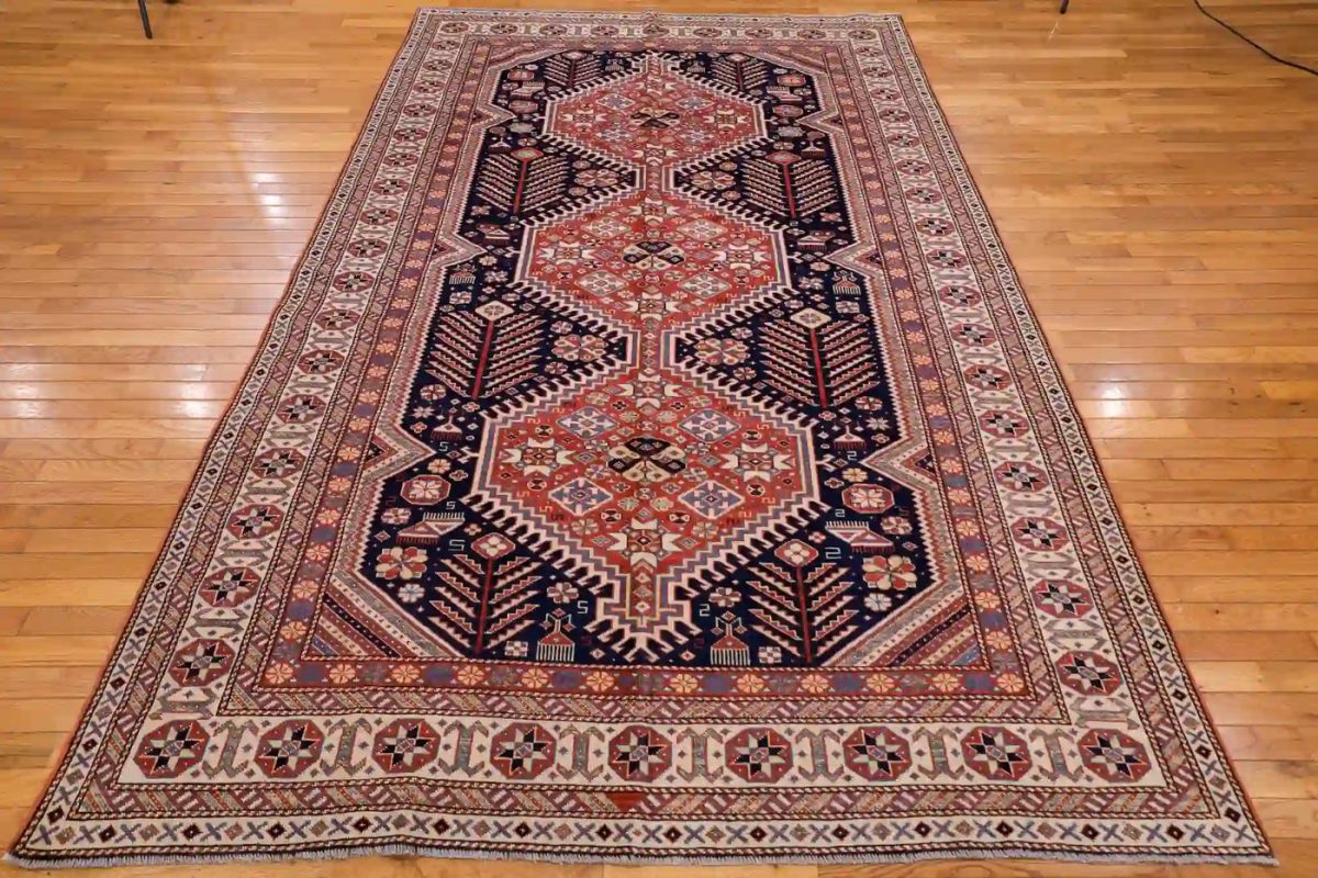 6′ x 10′ Navy Fine Hand-Knotted Pakistan Shirvan Rug – Traditional Wool