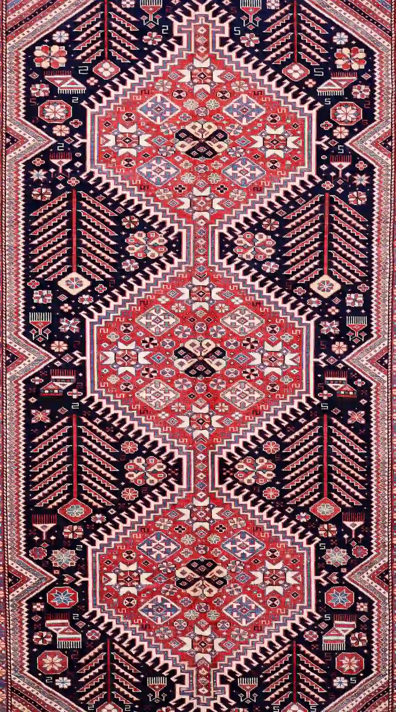 6′ x 10′ Navy Fine Hand-Knotted Pakistan Shirvan Rug – Traditional Wool