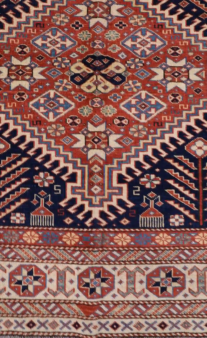 6′ x 10′ Navy Fine Hand-Knotted Pakistan Shirvan Rug – Traditional Wool