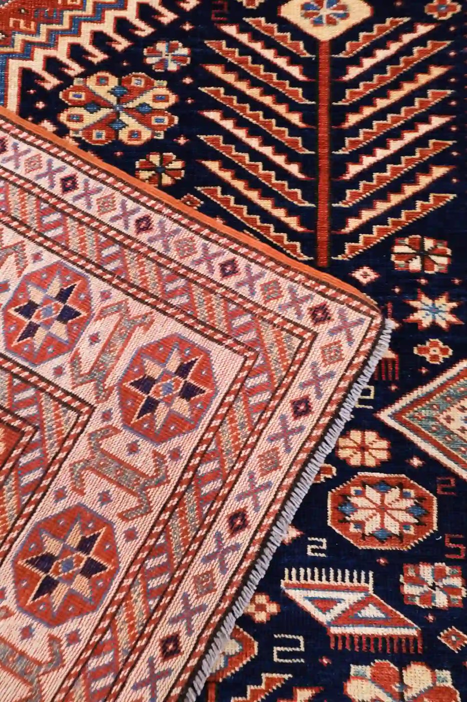 6′ x 10′ Navy Fine Hand-Knotted Pakistan Shirvan Rug – Traditional Wool