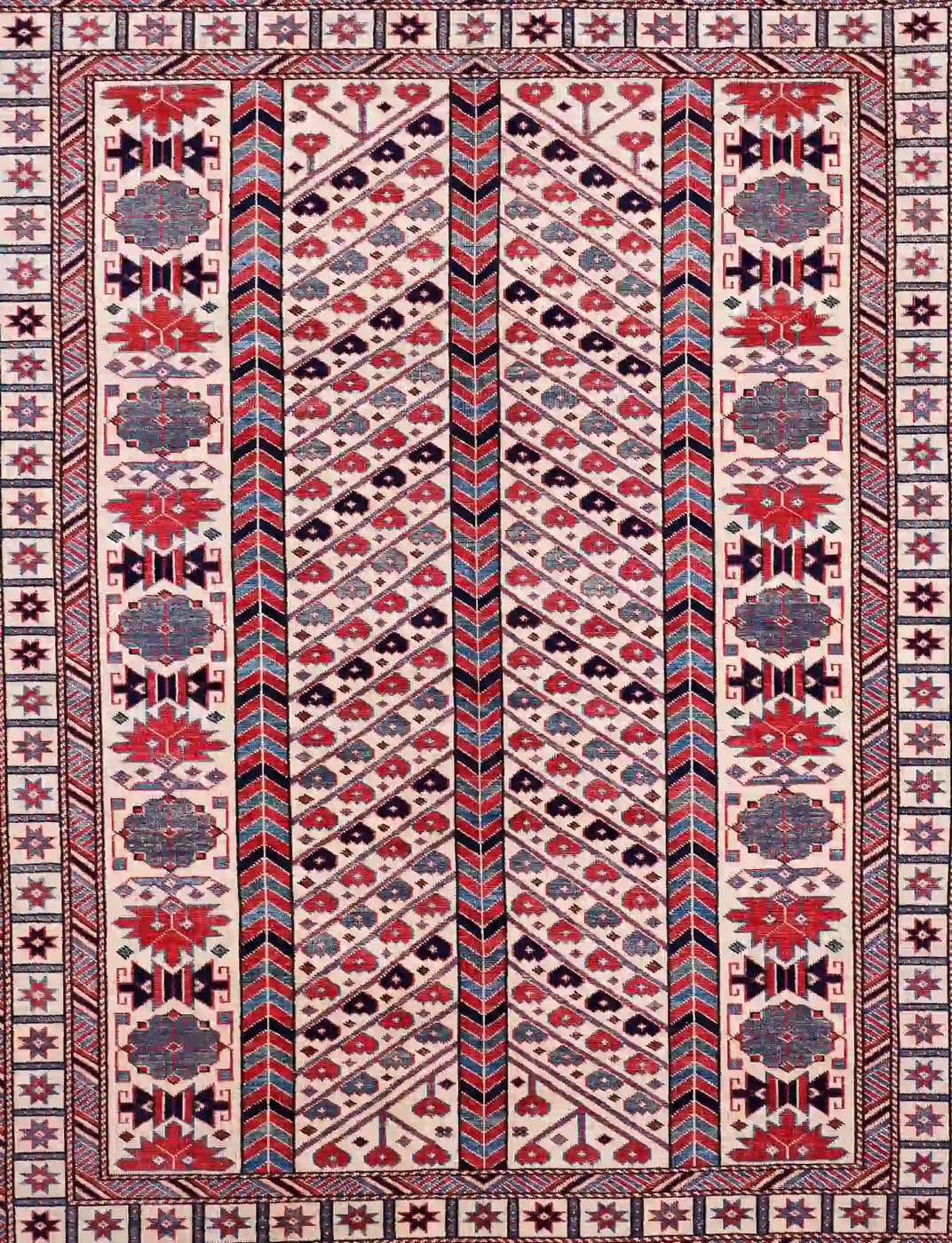 5′ x 7′ Ivory Fine Hand-Knotted Pakistan Shirvan Rug – Traditional Wool